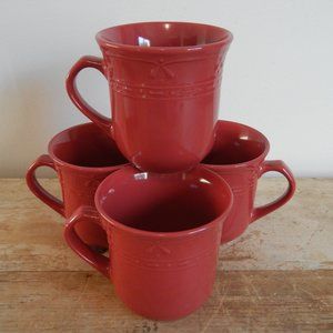 Kennex FIRENZA CINNAMON Embossed Fleur-De-Lis 4"T X 4"D Coffee Mug set 4 JCPenny